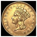 1862 Gold $1 Indian Princess Type 3 CHOICE AU