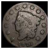 1821 Coronet Head Large Cent NICELY  CIRCULATED