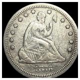 1876-CC Silver Seated Liberty Quarter NEARLY  UNC