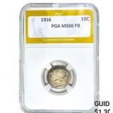 1916 Mercury Silver Dime PGA MS66 FB
