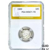 1949 Roosevelt Dime PGA MS67+ FB