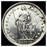 1964B Switzerland Silver 1/2 Frank .835oz ASW