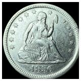 1856 Silver Seated Liberty Quarter CLOSELY  UNCIR