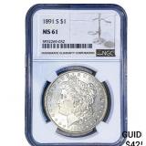 1891-S Morgan Silver Dollar NGC MS61