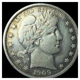 1909 Silver Barber Half Dollar NEARLY  UNCIRCULAT