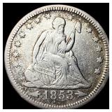 1853 Arrows/Rays Seated Liberty Quarter  NEARLY U