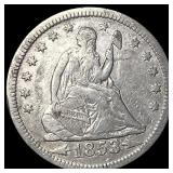 1853 Arrows/Rays Seated Liberty Quarter  CLOSELY