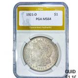 1921-D Morgan Silver Dollar PGA MS64