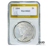 1934 Silver Peace Dollar PGA MS63