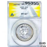1955 Franklin Half Dollar ANACS PF67