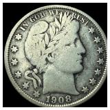 1908-O Silver Barber Half Dollar LIGHTLY  CIRCULA