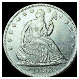 1853 Arrows/Rays Seated Liberty Half Dollar UNCIR