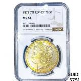 1878 Rev. 78 Morgan Silver Dollar NGC MS64