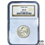 1938-S Washington Silver Quarter NGC MS64