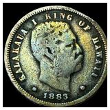1883 Hawaii Silver 10 Cents LIGHTLY  CIRCULATED