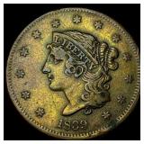 1839 Braided Hair Large Cent NEARLY  UNCIRCULATED