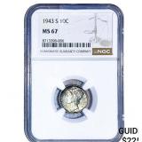 1943-S Mercury Silver Dime NGC MS67