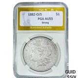 1882-O/S Morgan Silver Dollar PGA AU55 Strong