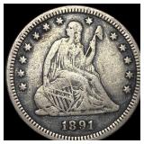 1891-S Silver Seated Liberty Quarter LIGHTLY  CIR