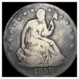 1858-O Silver Seated Liberty Half Dollar  NICELY