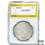 1921-S Morgan Silver Dollar PGA MS65