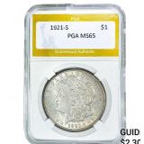 1921-S Morgan Silver Dollar PGA MS65