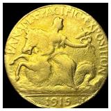 1915 Gold $2.5 Panama-Pacific Quarter Eagle  LIGH