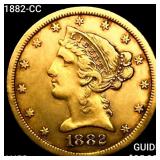 1882-CC $5 Gold Half Eagle CHOICE AU