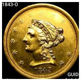 1843-O $2.50 Gold Quarter Eagle UNCIRCULATED