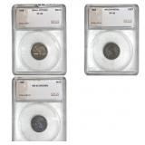 [3 Coins] 1858-1906 U.S. 1C Lot SEGS