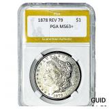 1878 Rev 79 Morgan Silver Dollar PGA MS63+
