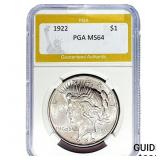 1922 Silver Peace Dollar PGA MS64