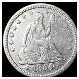 1854 Seated Liberty Quarter NEARLY UNCIRCULATED