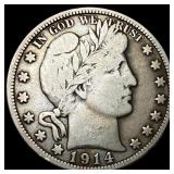 1914-S Silver Barber Half Dollar LIGHTLY CIRCULATE