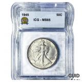 1945 Walking Liberty Half Dollar ICG MS65