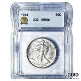 1943 Walking Liberty Half Dollar ICG MS66