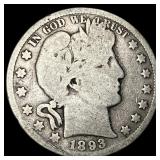 1893-S Silver Barber Half Dollar NICELY CIRCULATED