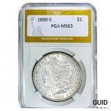 1890-S Morgan Silver Dollar PGA MS63
