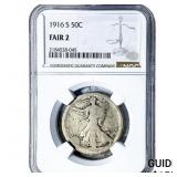 1916-S Walking Liberty Half Dollar NGC F2