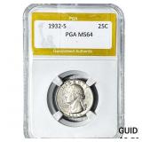 1932-S Washington Silver Quarter PGA MS64