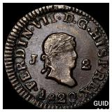1820 Spain Ferdinand VIII Bronze 2 Maravedis