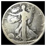 1921-D Walking Liberty Silver Half Dollar  LIGHTL