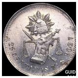 1886ZsS Mexico Silver 25 Centavos- Balance Scale