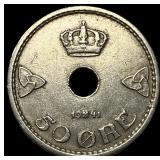 1941 Norway Copper Nickel 50 Ore