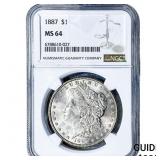1887 Morgan Silver Dollar NGC MS64