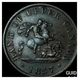 1857 Bank of Upper Can. Bronze 1/2Penny Bank Token