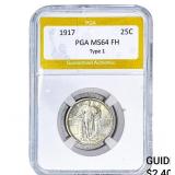 1917 Standing Liberty Quarter PGA MS64 FH Type 1