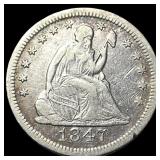 1847-O Silver Seated Liberty Quarter LIGHTLY  CIR