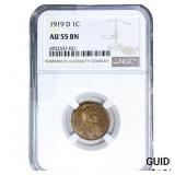 1919-D Wheat Cent NGC AU55 BN