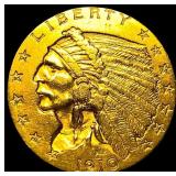 1910 Indian Head Gold $2.50 Quarter Eagle UNCIRCUL
